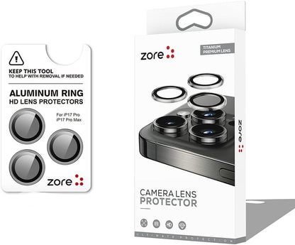 Senon Apple iPhone 17 Pro Max İçin Zore CL-12 Premium Safir Parmak İzi Bırakmayan Anti-Reflective Kamera Lens Koruyucu (Titanyum-Gri)