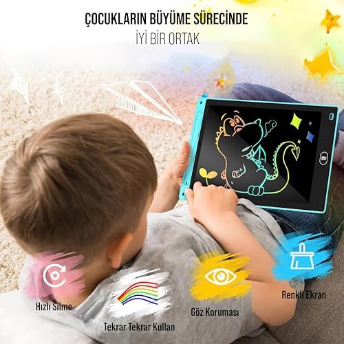 Çocuklar ve Yetişkinler için Dokunmatik Ekran Dijital Çizim Tahtası, Kalemli Yazı ve Çizim Tableti (Gri, CWT-10)