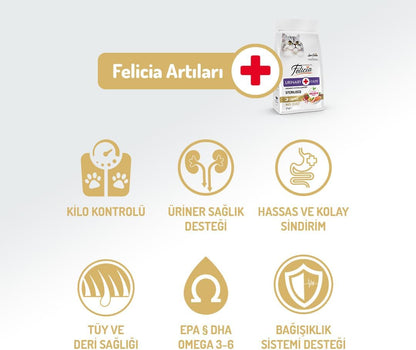 Felicia 5 Kg Kolajenli Somonlu Az Tahıllı Kısırlaştırılmış Kedi Maması Hypoallergenic Kedi Maması