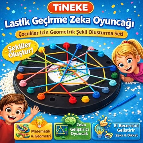 Lastik Geçirme Zeka Oyuncağı Çocuklar İçin Eğitici Geometrik Şekil Seti