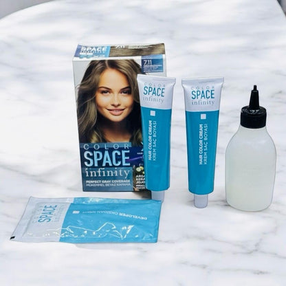 Space Infınıty Set Saç Boyası 7.1 Küllü Kumral