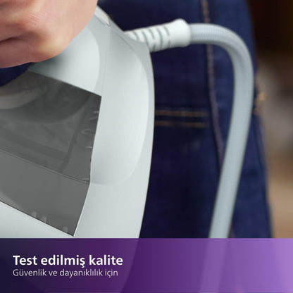 PHILIPS 5000 Serisi Buharlı Ütü – 2400W, 40g/dk Sürekli Buhar, 160g Şok, SteamGlide Plus Taban, Dahili Kireç Temizleme, Damlatmaz Sistem, Dikey Kullanım Özelliği (DST5010/10)