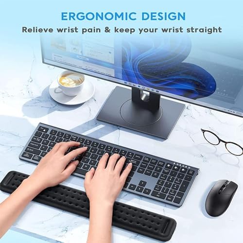 Klavye Bilek Desteği, Bilgisayar Klavyesi için Bilek Destekliği, Kaymayan PU Tabanlı Ergonomik Klavye Bilek Desteği, Ofis, Ev ve Laptop Kullanımı için Ağrı Giderici