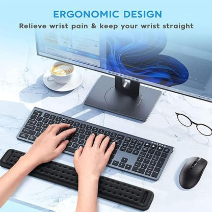 Klavye Bilek Desteği, Bilgisayar Klavyesi için Bilek Destekliği, Kaymayan PU Tabanlı Ergonomik Klavye Bilek Desteği, Ofis, Ev ve Laptop Kullanımı için Ağrı Giderici