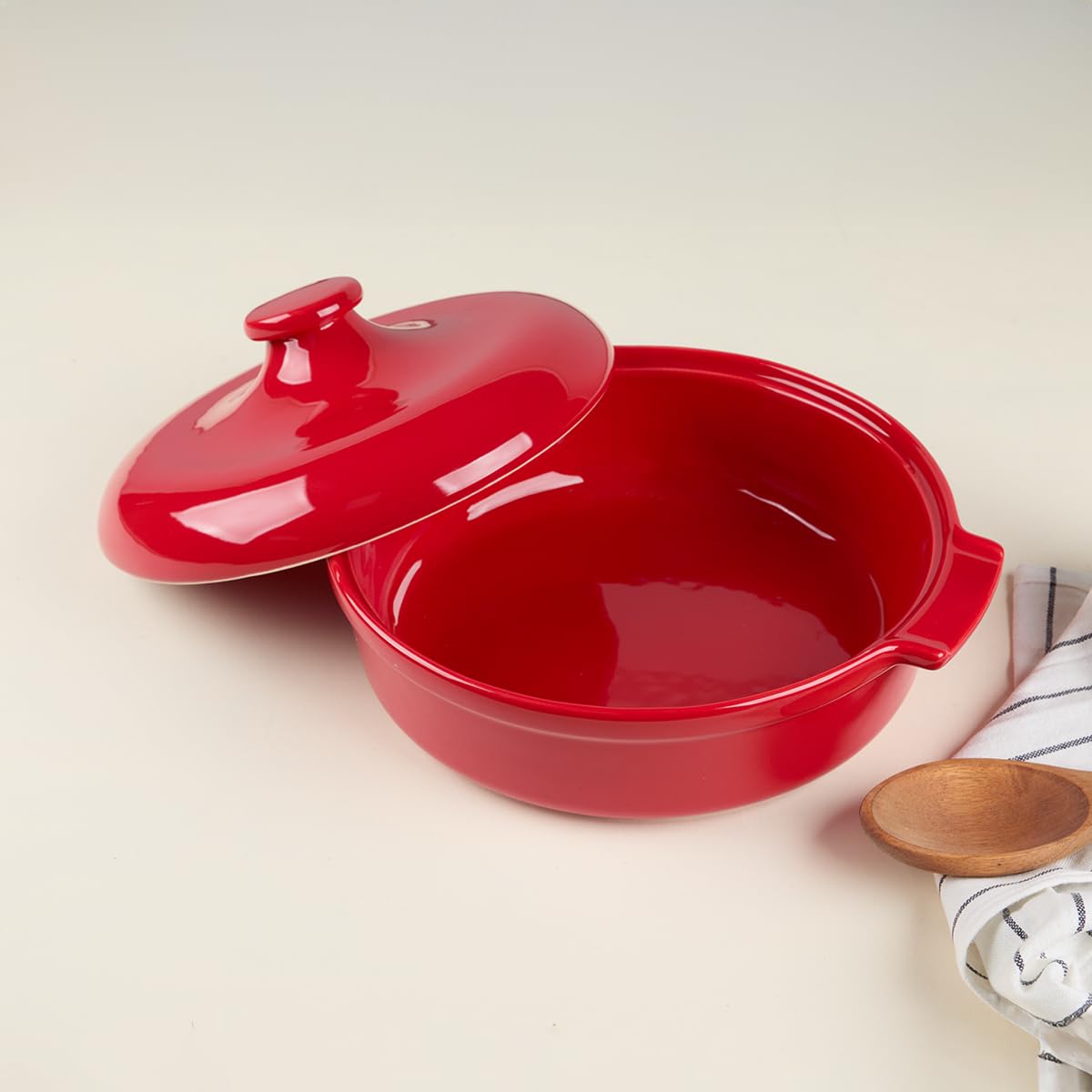Aryıldız Elissa Kapaklı Karnıyarık Fırın Kabı Kırmızı 29 cm