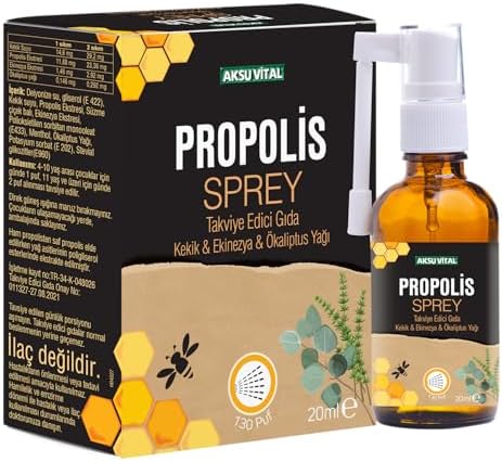 AksuVital Propolisli Boğaz Spreyi 20ml | Kekik, Ekinezya ve Okaliptus Yağı İçerikli | Doğal Ağız ve Boğaz Bakımı | Ferahlatıcı Sprey Form | Türkiye Menşeli