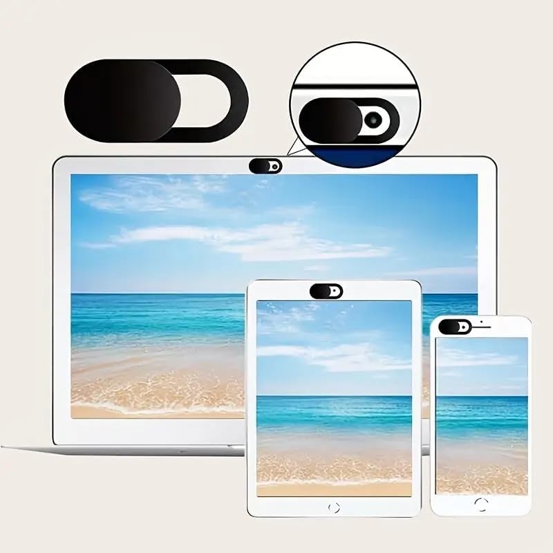 Webcam Gizlilik Kapağı, 5'li Set, Dizüstü Bilgisayar Tablet ve Telefon için Kamera Koruyucu (Siyah)
