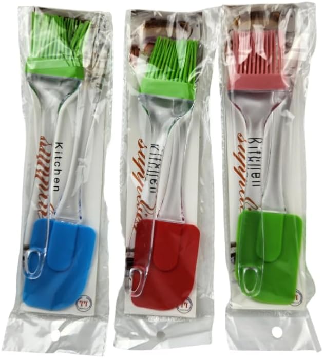 Silikon Spatula ve Yumurta Fırçası İkili Mutfak Seti - Isıya Dayanıklı Saplı Hazırlık Seti - Pasta, Kek ve Soslama Set (1 Adet İkili Set - Karışık Renk)