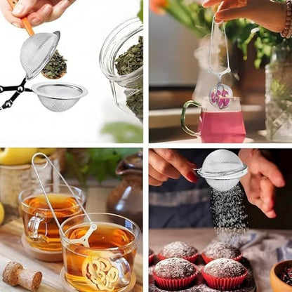 Aputue Çay Süzgeci, 2 Adet Paslanmaz Çelik Uzun Saplı Çay Demleme Filtresi, 2 Renk Seçeneği, İnce Delikli Yeniden Kullanılabilir Çay Topu Filtre, Loose Tea İçin Mükemmel Çay Demleme Aracı