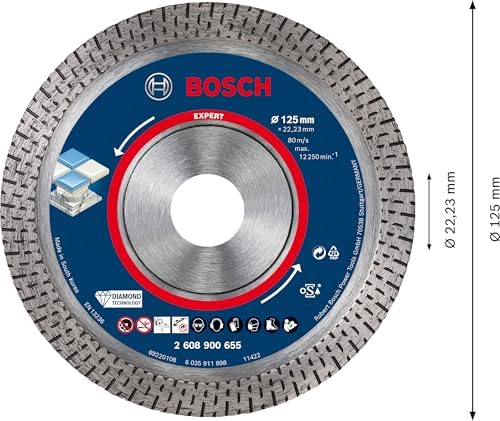 1x EXPERT HardCeramic Elmas Kesme Diskleri (Sert fayanslar, Sert taş, Ø 125 mm, Aksesuar Küçük Avuç Taşlama Makinesi)