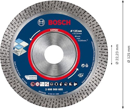 1x EXPERT HardCeramic Elmas Kesme Diskleri (Sert fayanslar, Sert taş, Ø 125 mm, Aksesuar Küçük Avuç Taşlama Makinesi)