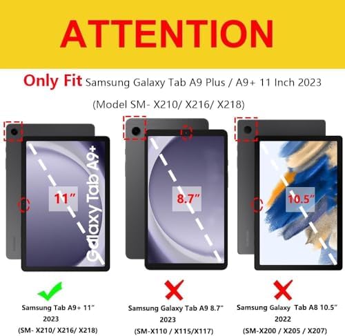 Galaxy Tab A9 Plus X210 360 Derece Döner Yatay ve Dikey Standlı Tablet Kılıfı Siyah