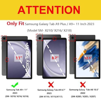 Galaxy Tab A9 Plus X210 360 Derece Döner Yatay ve Dikey Standlı Tablet Kılıfı Siyah