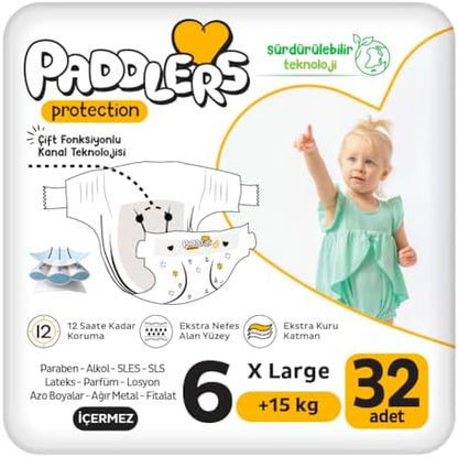 Protection Bebek Bezi 6 Numara X-Large (15+ Kg) 32 Adet – Jumbo Paket, Maksimum Koruma