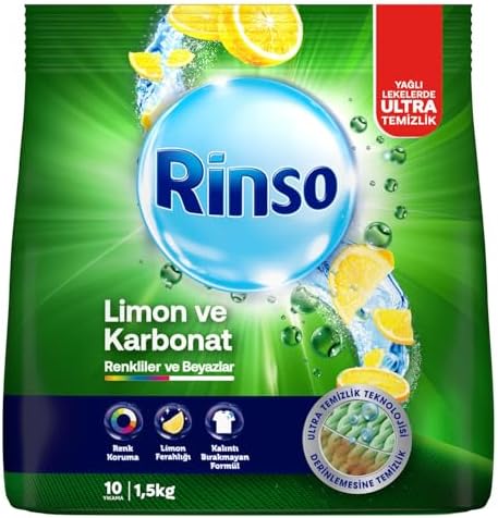 Toz Çamaşır Deterjanı Limon ve Karbonat Renkliler ve Beyazlar İçin 1,5 KG