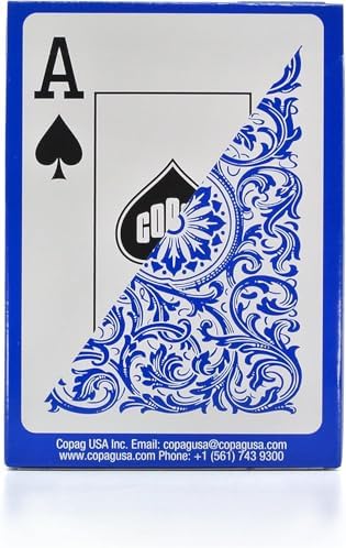 Copag Elite%100 Plastik Oyun Kartları, Poker Boyu Jumbo Endeks Tek Deste, Mavi