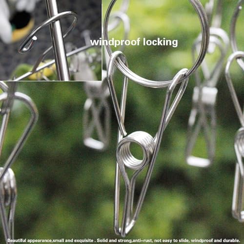 30 Mandallı Metal Çorap Kurutma Askısı, Paslanmaz Çelik Dikdörtgen Çamaşır Kurutma Rafı, İç Çamaşırı, Sütyen, Bebek Kıyafeti ve Küçük Çamaşırlar İçin Yer Tasarruflu Damlama Askısı