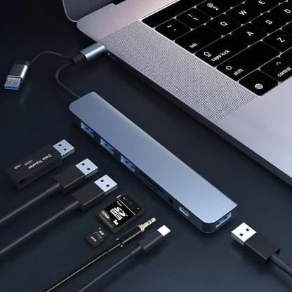 Jouis USB ÇOĞALTICI DÖNÜŞTÜRÜCÜ Adaptör Port Type C USB 3.0 Hub For Mac Book Pro Air Otg USB 3.0 Adapter Type-C Çevirici USB Hub - (KALİTELİ VE HIZLI) (8 in 1 Otg)