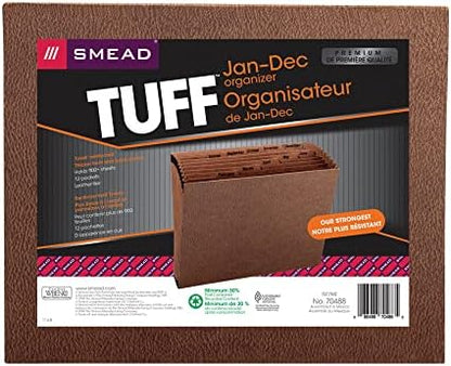 Smead TUFF Genişleyen Dosya, Aylık (Ocak-Aralık), 12 Cep, Mektup Boyutu, Redrope-Baskılı Stok (70488)