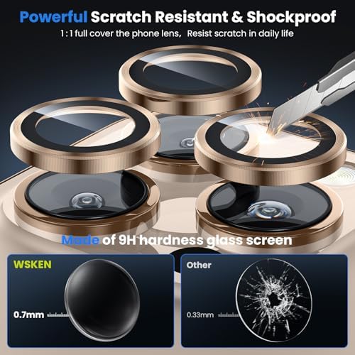 WSKEN iPhone 16 Pro/iPhone 16 Pro Max Kamera Lens Koruyucu - [Orijinal Çekimi Koruyun] Kırılmaz Ultra HD 9H Temperli Cam Kamera Ekran Koruyucu Metal Halka Kapak Filmi, Doğal Titanyum