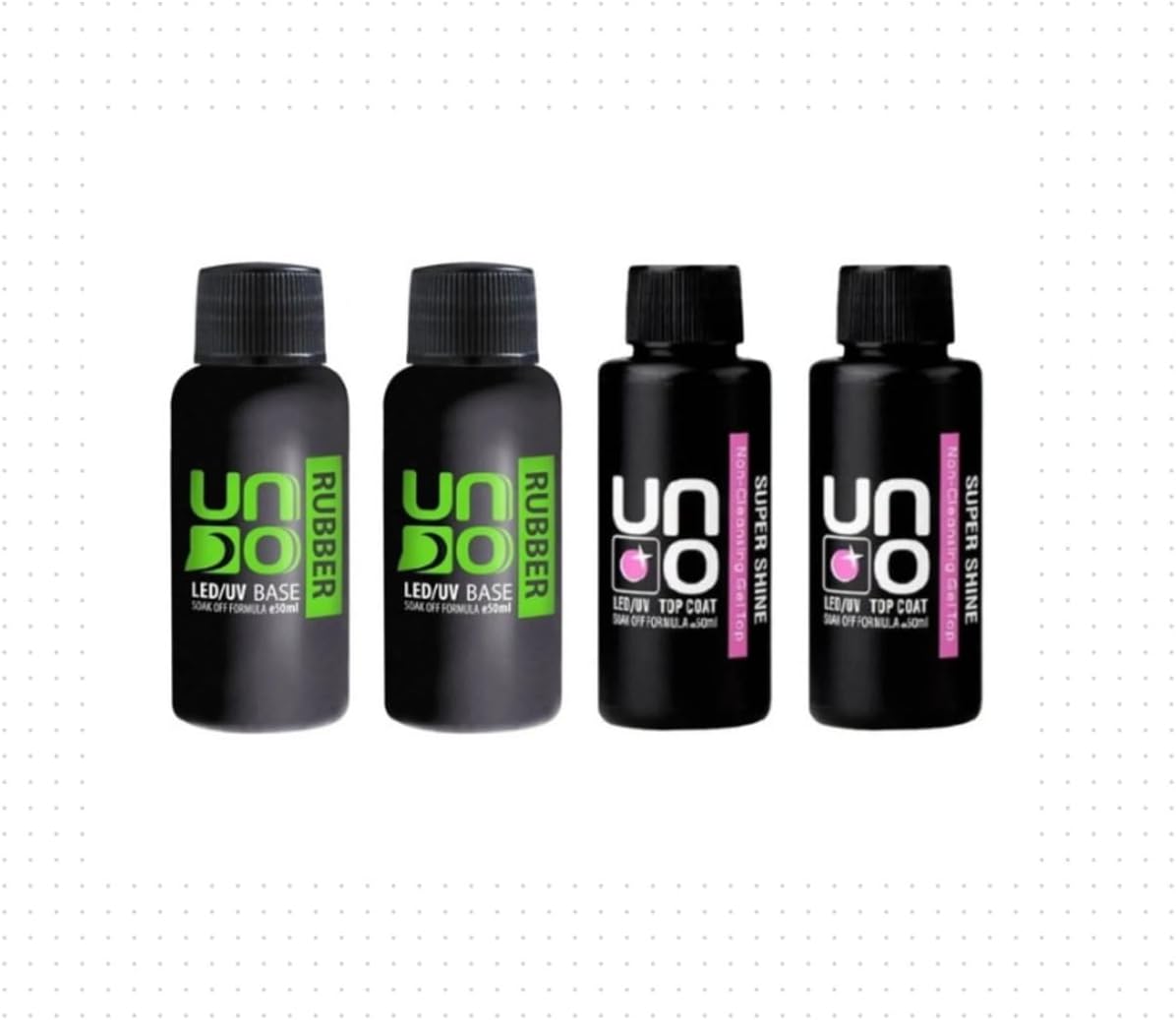 Fontenay Profesyonel Uno Rubber Base Coat X2 & Uno Super Shine Top Coat 50Ml X2 4'Lü Set Şeffaf