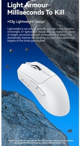 ATTACK SHARK X1 Kablosuz Gaming Mouse – Dokunmatik RGB Şarj Standlı, 53g Süper Hafif Fare, PixArt PAW3395PRO Sensör, 40000 DPI, BT/2.4G/Kablolu Üçlü Mod, Windows/Xbox/PS/Mac Uyumlu – Beyaz