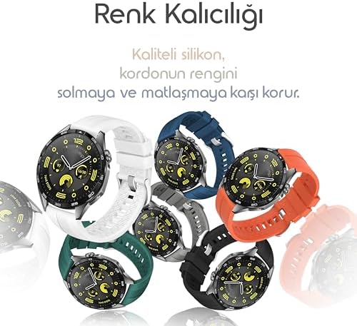 ile Uyumlu 22mm Kordon GT6/GT6 Pro/GT Runner 2/GT5/5 Pro/GT4/GT3/3 Pro 46mm için Yumuşak Silikonlu GT6 Pro Kordon Yüzeyi Şerit Görünümlü GT6 46mm Kordonu