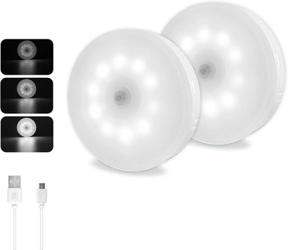 Akynite Hareket Sensörü Gece Lambası USB Şarj Edilebilir, Soğuk Beyaz ve Kısılabilir, 10 LED, Manyetik Gece Lambası, Dolap Merdivenleri Koridor Banyo için Hareket Sensörü Işığı, 3 adet