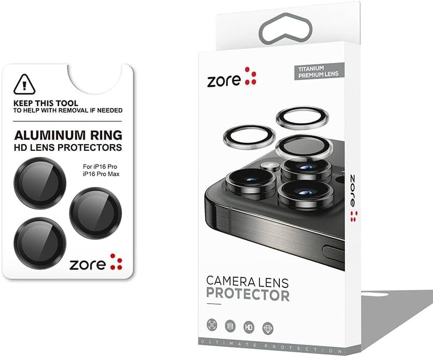 Apple İle Uyumlu iPhone 16 Pro iPhone 16 Pro Max CL-12 Premium Safir Parmak İzi Bırakmayan Anti-Reflective Kamera Lens Koruy Siyah