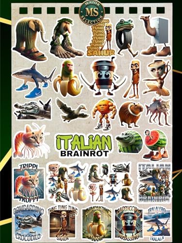 Italian Brainrot Sticker Seti – 28 Parça | Tralalero Tralala, Bombardiro Crocodilo, Boneca Ambalabu | Komik Karakter Çıkartmalar – 3-5 cm Suya Dayanıklı