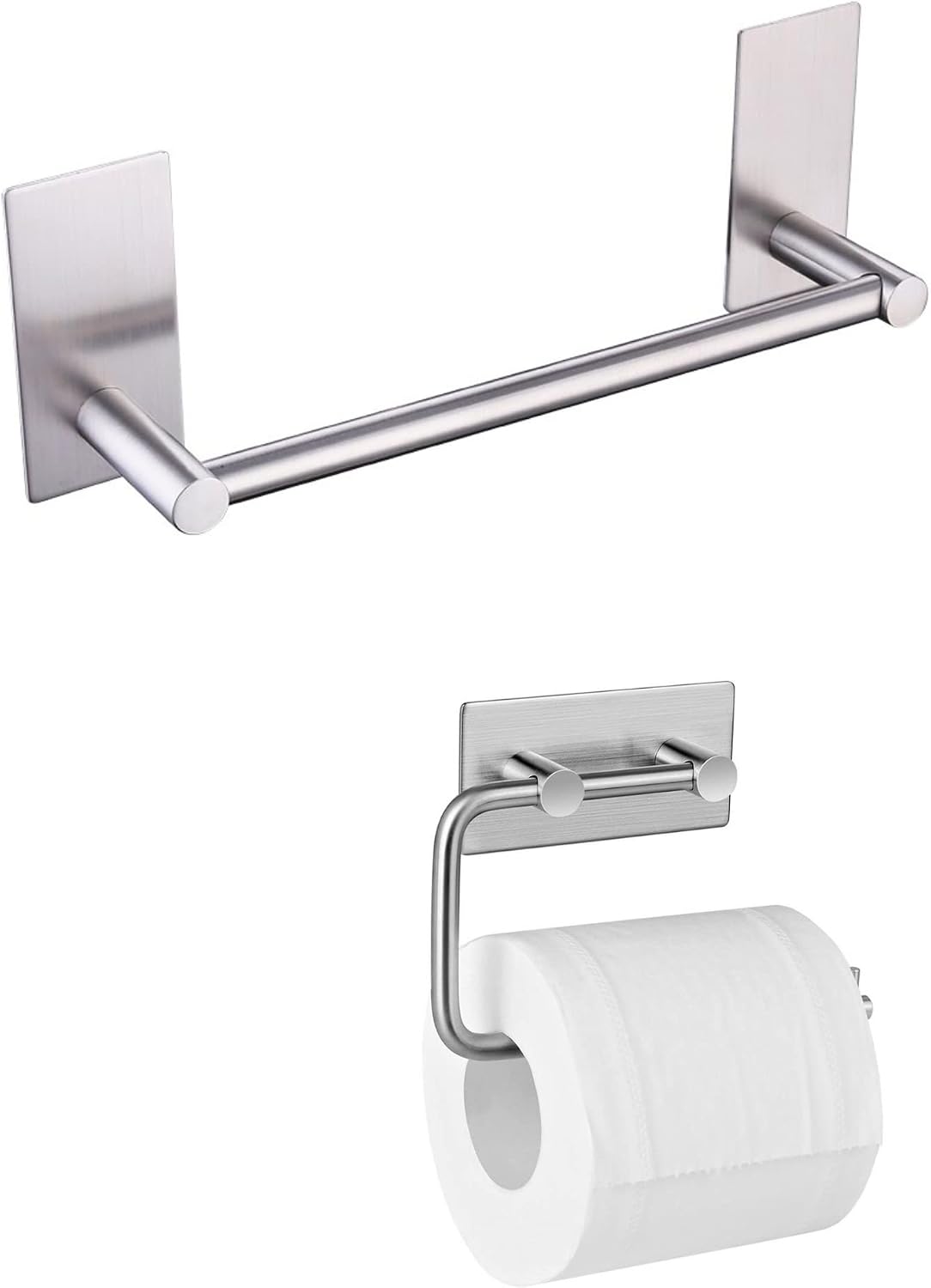 DELTAHOME Paslanmaz Çelik 30cm Havluluk Ve Tuvalet Kağıtlığı Set - inox - Kendinden Yapışkanlı