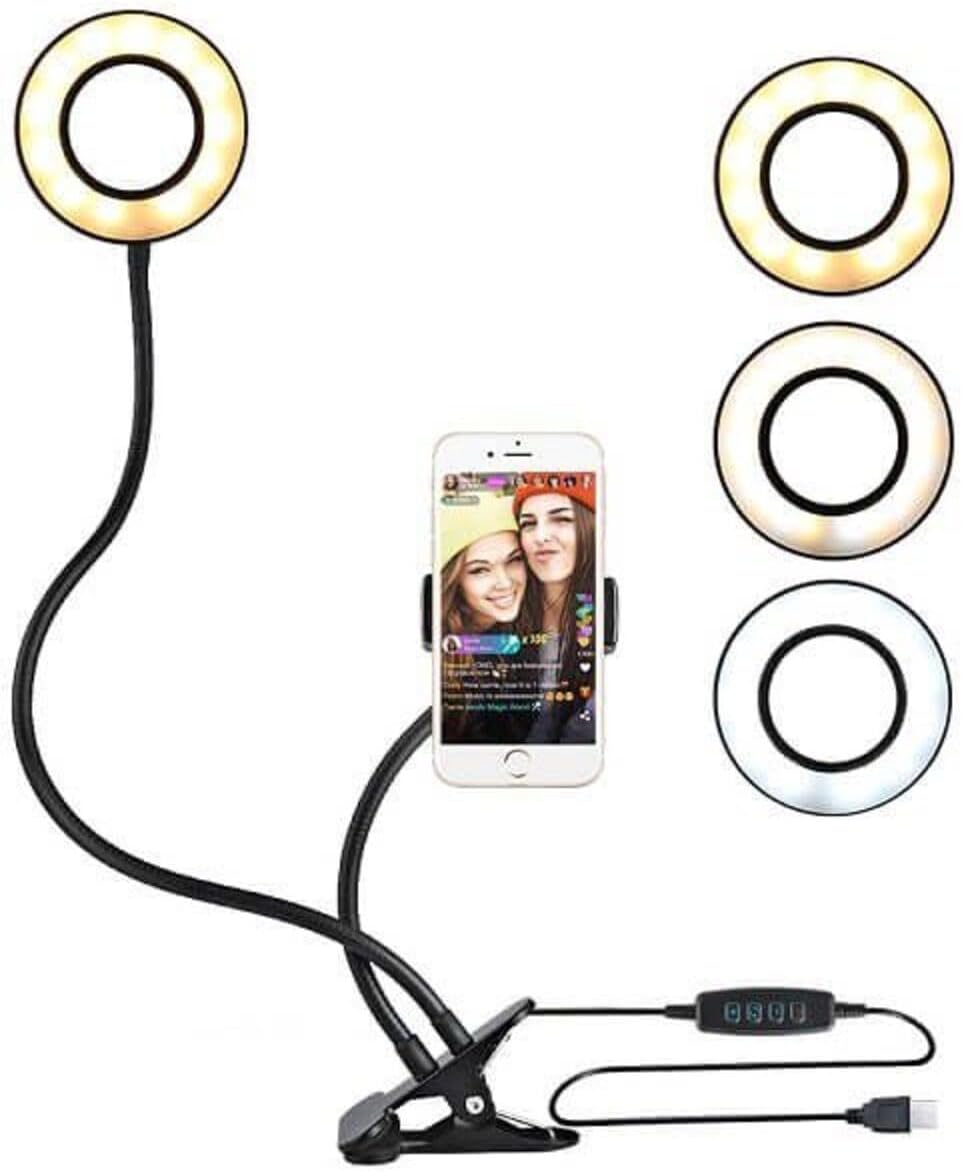 Led Ring Light Youtuber Makyaj Akrobat Led Halka Işık Kuaför, Halka Video ışığı, canlı aramalar için ışık kaynağı Lamba,Telefon Tutuculu stand ışıklı, ışık desteği sarı beyaz gün ışığı