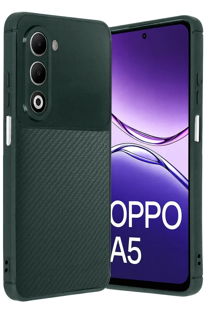 Oppo A5 4G Auto Focus Karbon Kapak - Koyu Yeşil