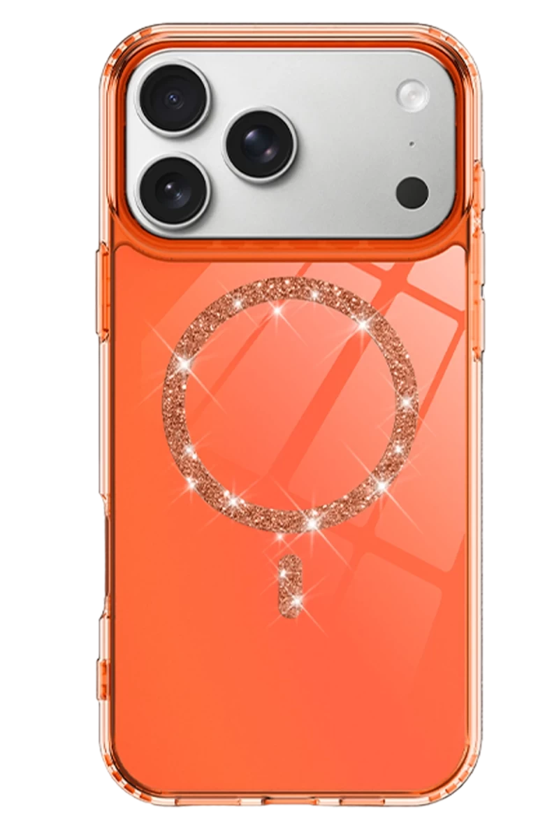 Apple iPhone 17 Pro Max Live Diamond Magsafe Kapak - Turuncu