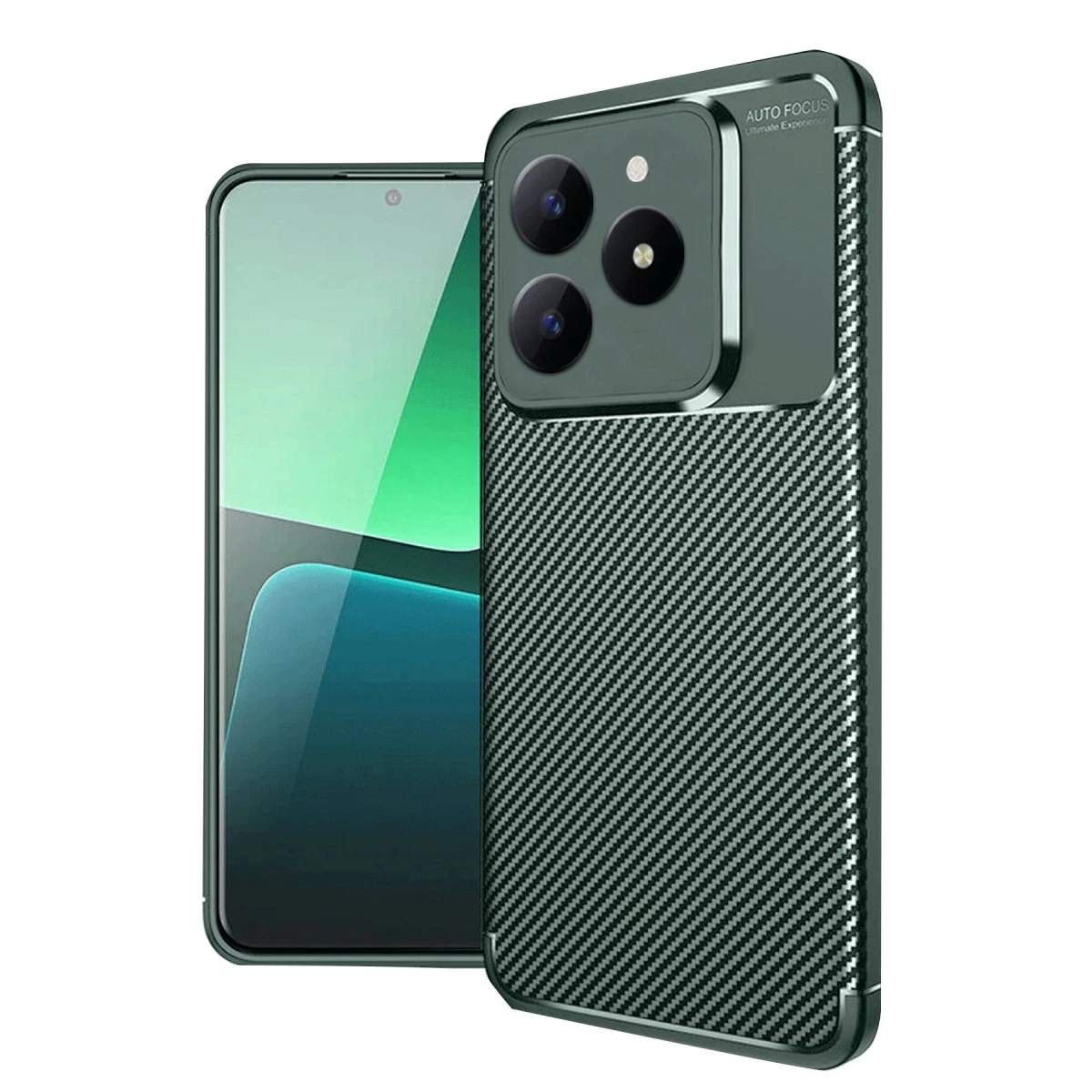 Realme C61 Kılıf Auto Focus Karbon Kapak - Koyu Yeşil
