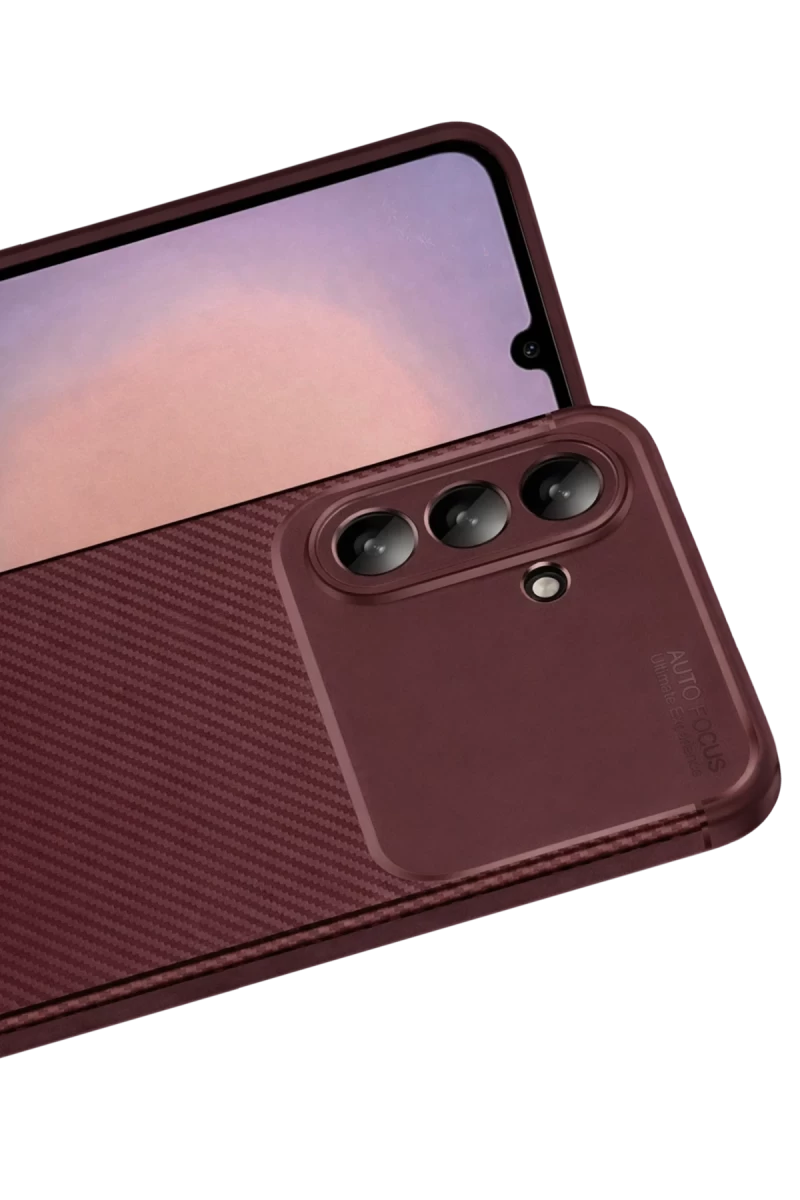 Samsung Galaxy A26 Kılıf Auto Focus Karbon Kapak - Bordo
