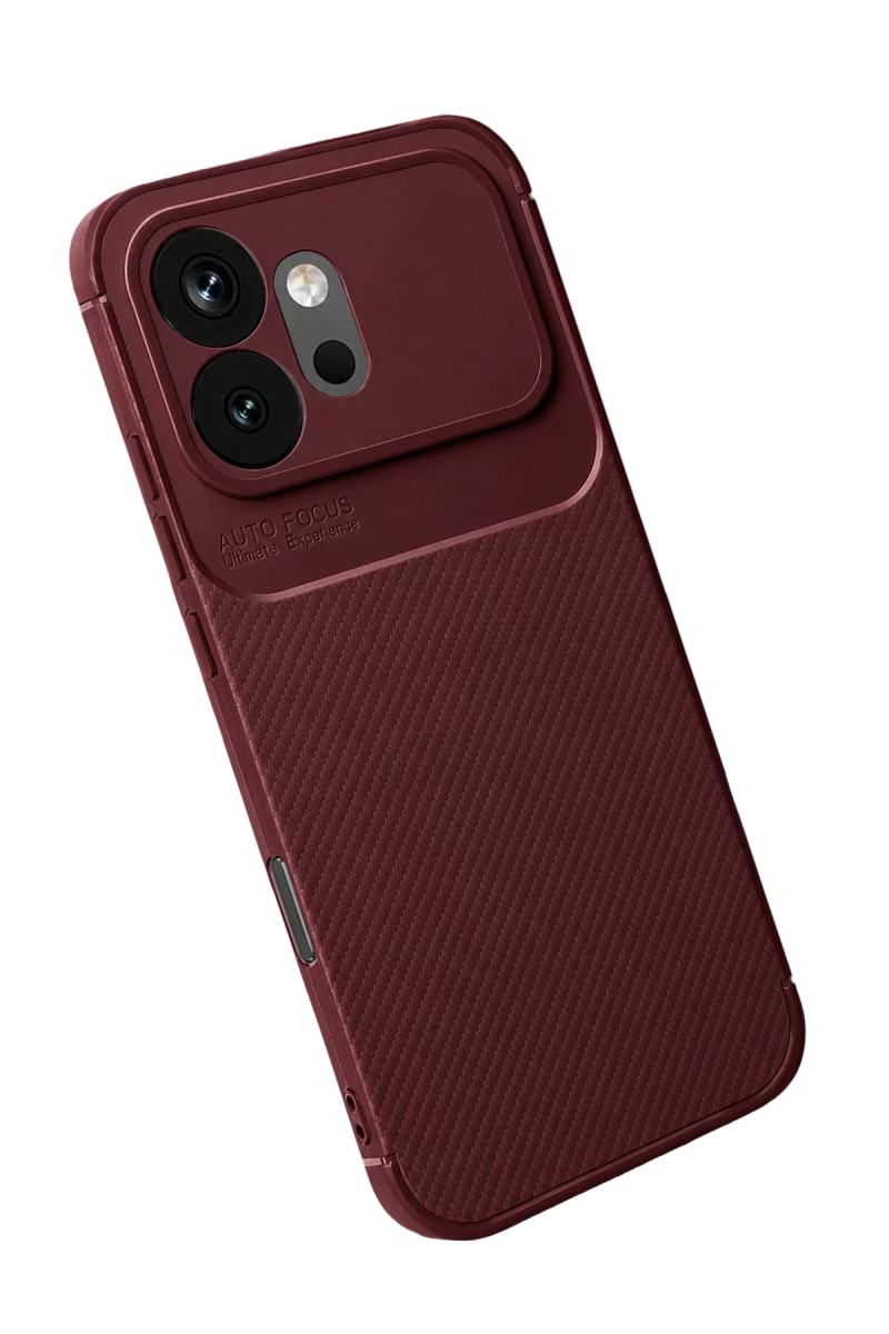 Huawei Honor 600 Auto Focus Karbon Kapak - Bordo