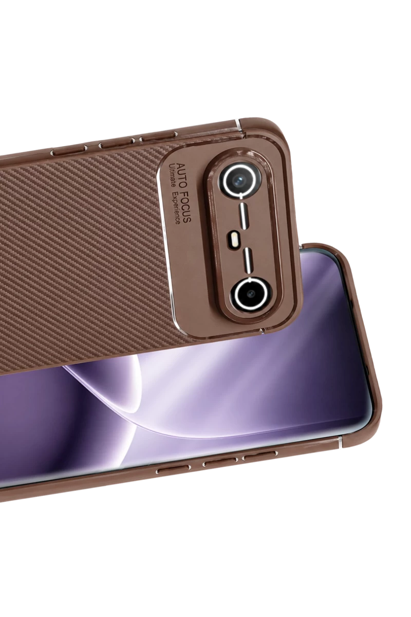Tecno Spark Slim 5G Auto Focus Karbon Kapak - Kahverengi