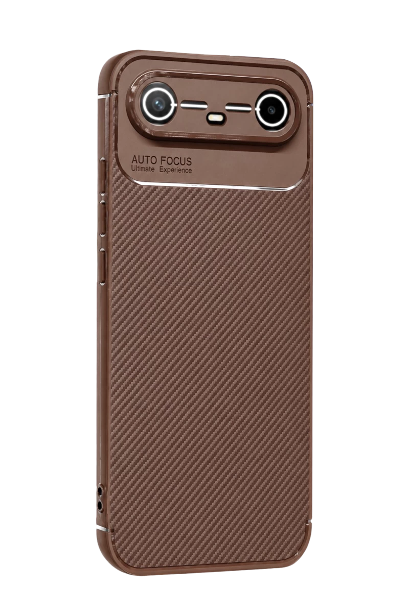 Tecno Spark Slim 5G Auto Focus Karbon Kapak - Kahverengi