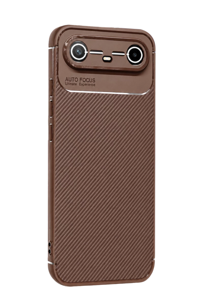 Tecno Spark Slim 5G Auto Focus Karbon Kapak - Kahverengi