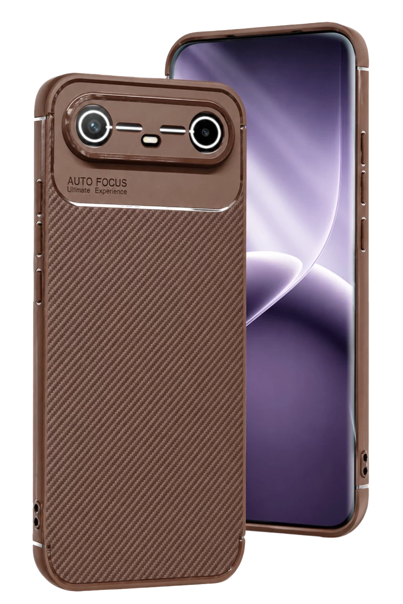 Tecno Spark Slim 5G Auto Focus Karbon Kapak - Kahverengi
