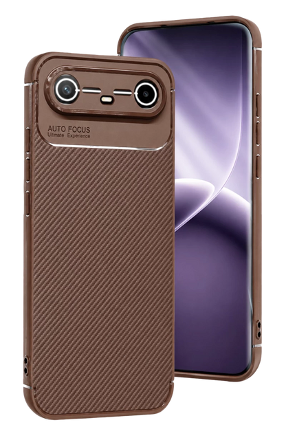 Tecno Spark Slim 5G Auto Focus Karbon Kapak - Kahverengi