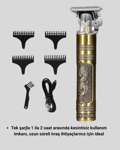 T Bıçaklı Profesyonel Çizik Tıraş Makinesi Seti – 120 Dakika Kullanım, Şarjlı & Kablolu