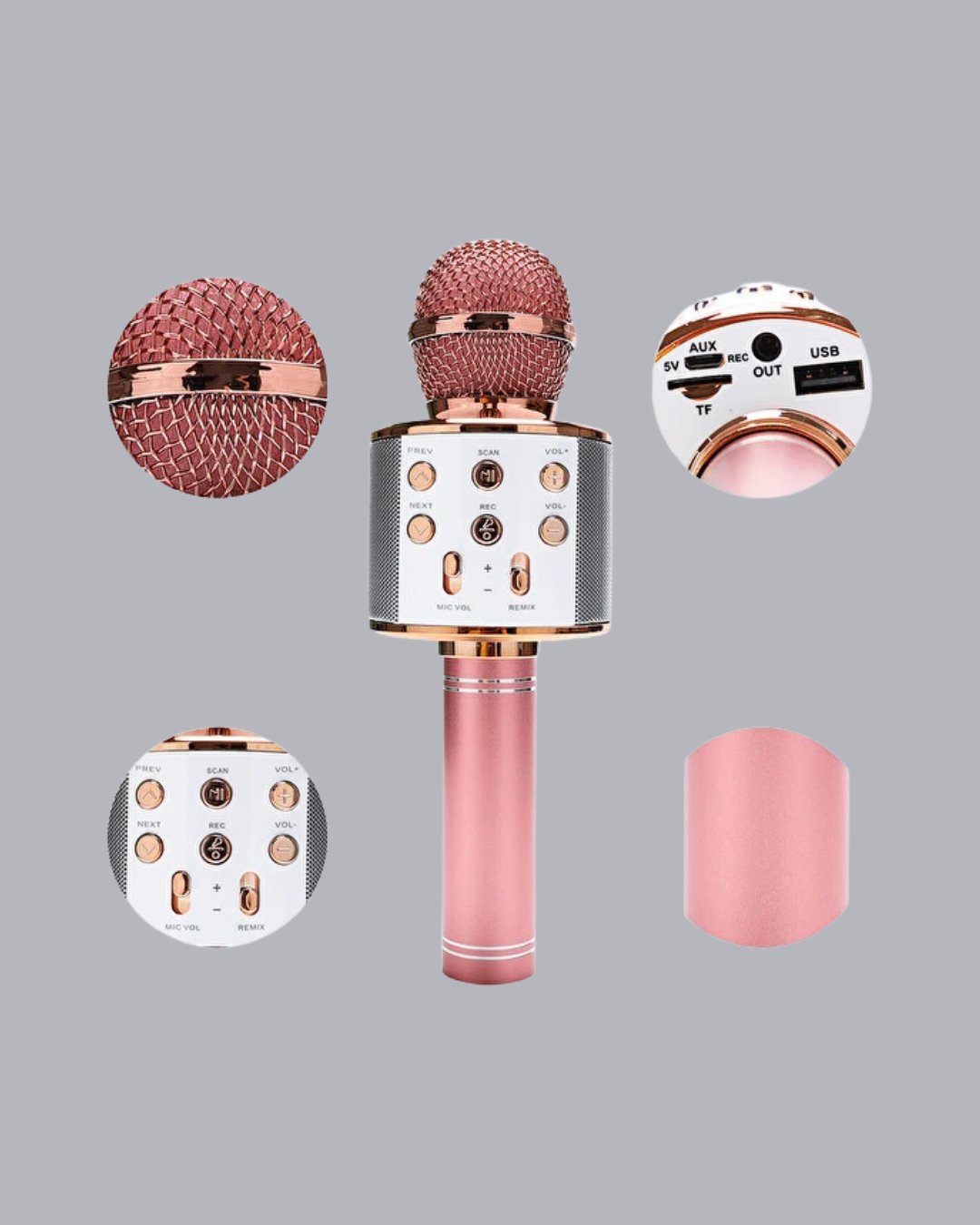 Taşınabilir Karaoke Mikrofon – Bluetooth, USB ve AUX Girişli