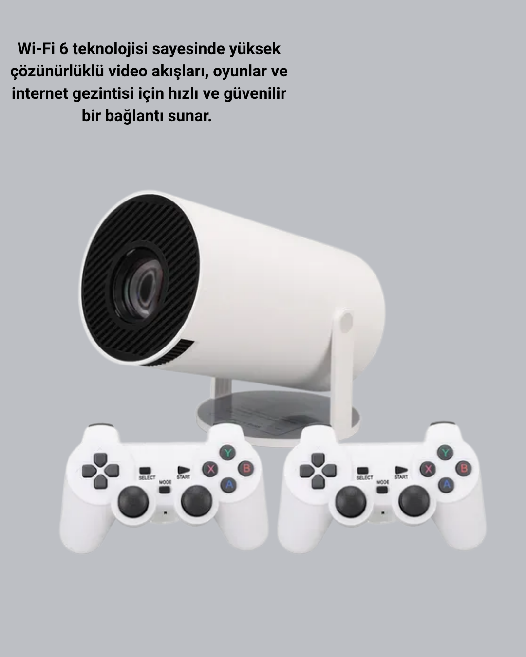 4K Wi-Fi 6 Projeksiyon Cihazı – 10.000+ Oyun Desteği, Kablosuz Bağlantı ve Çoklu Giriş Portları Yeni Nesil
