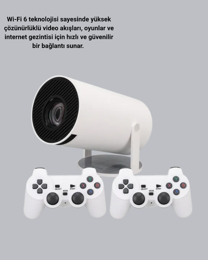 4K Wi-Fi 6 Projeksiyon Cihazı – 10.000+ Oyun Desteği, Kablosuz Bağlantı ve Çoklu Giriş Portları Yeni Nesil