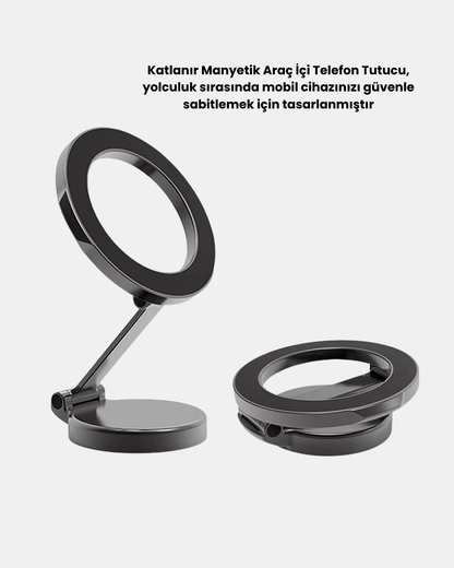 Manyetik Katlanabilir Araç Telefon Tutucu – MagSafe Uyumlu, 360° Ayarlanabilir, Güçlü Mıknatıs