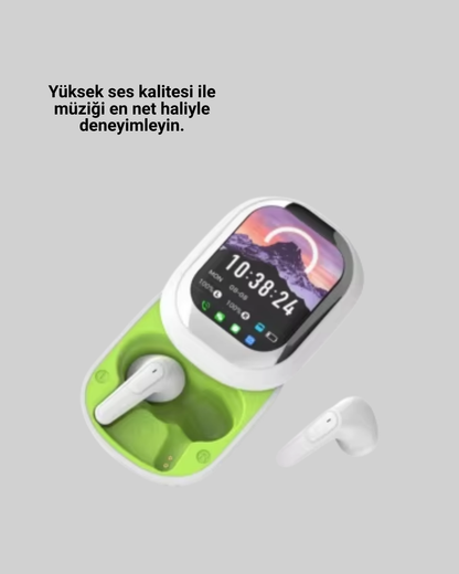 Kayar Kapaklı Şarj Kutusu Ve Dokunmatik Ekranlı Bluetooth Stereo Kulaklık