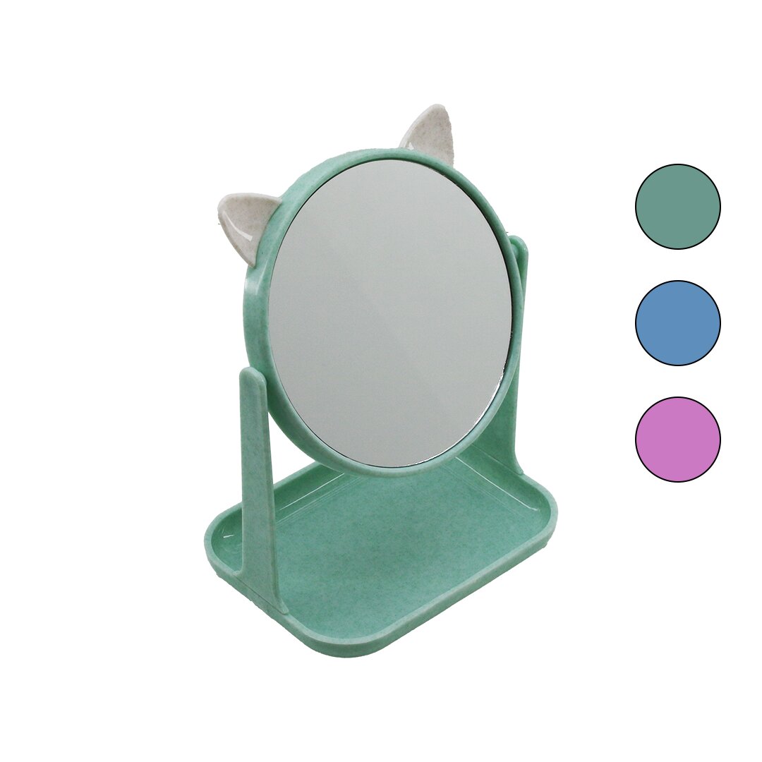 6 İnç - 15CM Yuvarlak Kulaklı Makyaj Aynası Renkli Plastik Takılık SEPETLİ=12X15.5CM