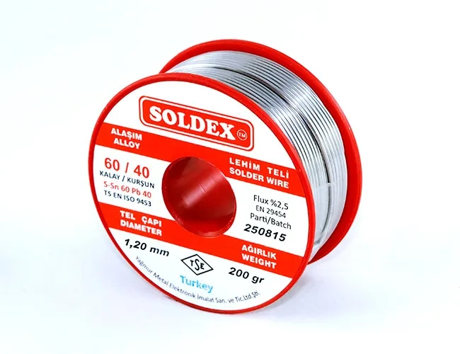 60-40 Lehim Teli 200 Gr 1,2 Mm - Sn:60 / Pb:40